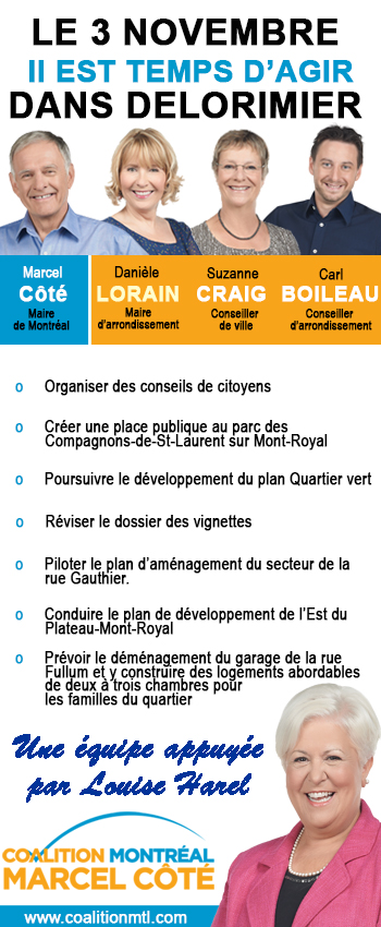 Flyer électoral pour Coalition-Montréal en 2013 (face A)